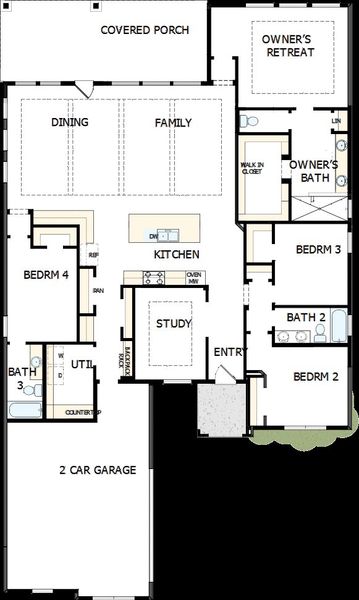 2D floor plan layout of this home in Terraces – Classics, Rockwall, TX (Image 2). 2D floor plan layout of this home in Terraces – Classics, Rockwall, TX (Image 2).