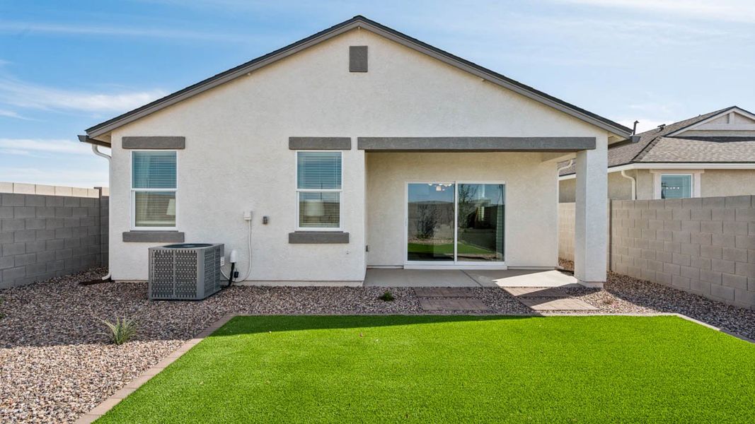 Exterior details and patio area of a home in Radiance at Superstition Vistas, Apache Junction (Image 21).