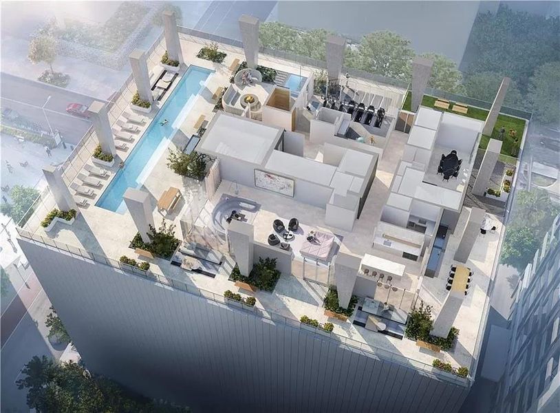 Aerial view of a pool area