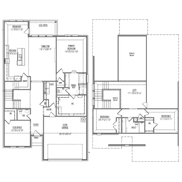 2D floor plan layout for the The Cambridge by Lillian Custom Homes in Tabor Ranch, Ponder, TX (Image 5).