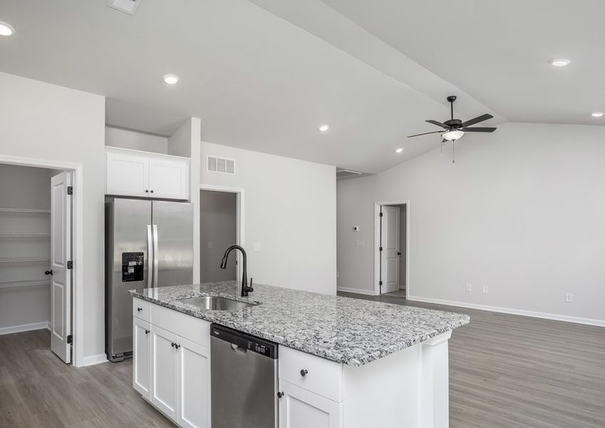 Angled view of the kitchen