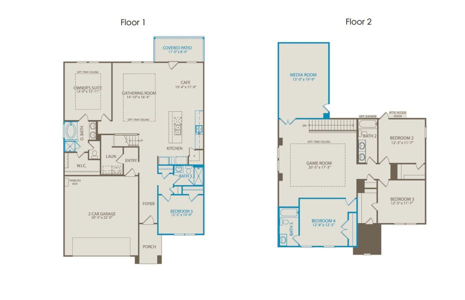 2D floor plan layout of this home in Anna Town Square, Anna, TX (Image 4).