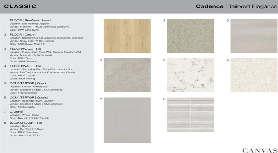 Design Selections. Home is under construction, selections subject to change.