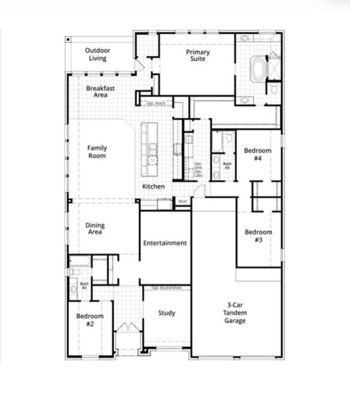 2D floor plan layout for the 215 Plan by Highland Homes in Briggs Ranch, San Antonio, TX (Image 3). 2D floor plan layout for the 215 Plan by Highland Homes in Briggs Ranch, San Antonio, TX (Image 3).
