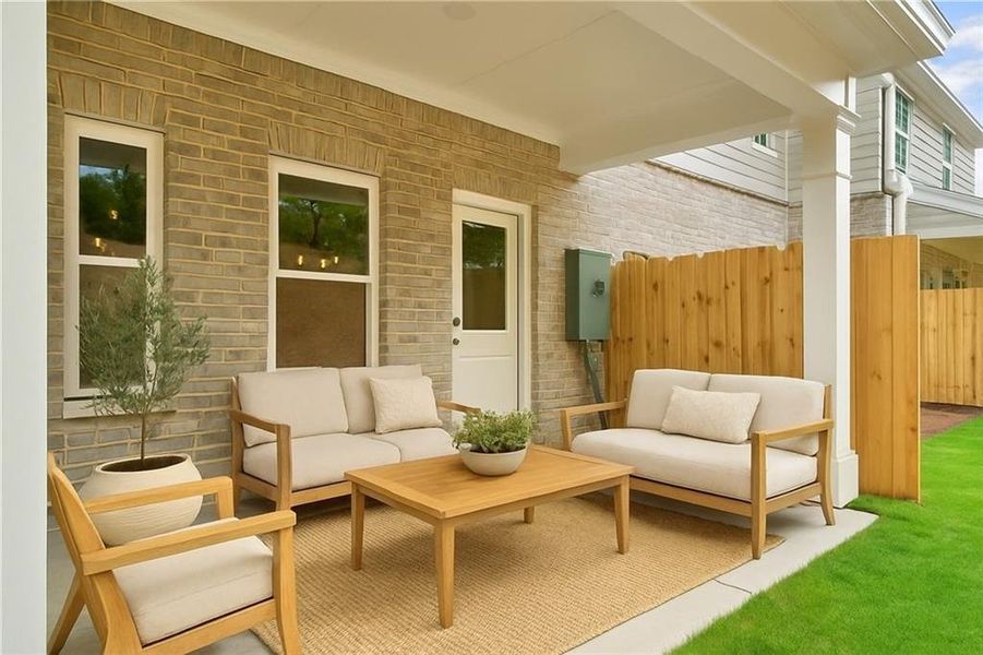 Exterior details and patio area of a home in Wildwood Place, Powder Springs (Image 2).