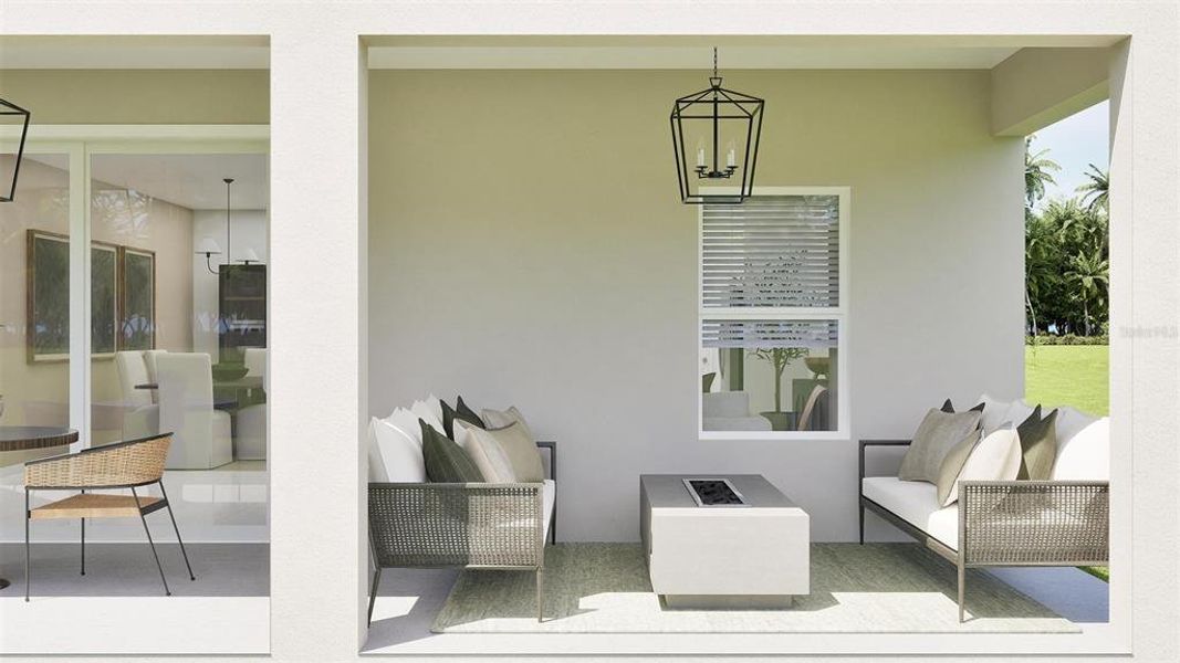 Exterior details and patio area of a home in Island Lakes at Coco Bay, Englewood (Image 2).