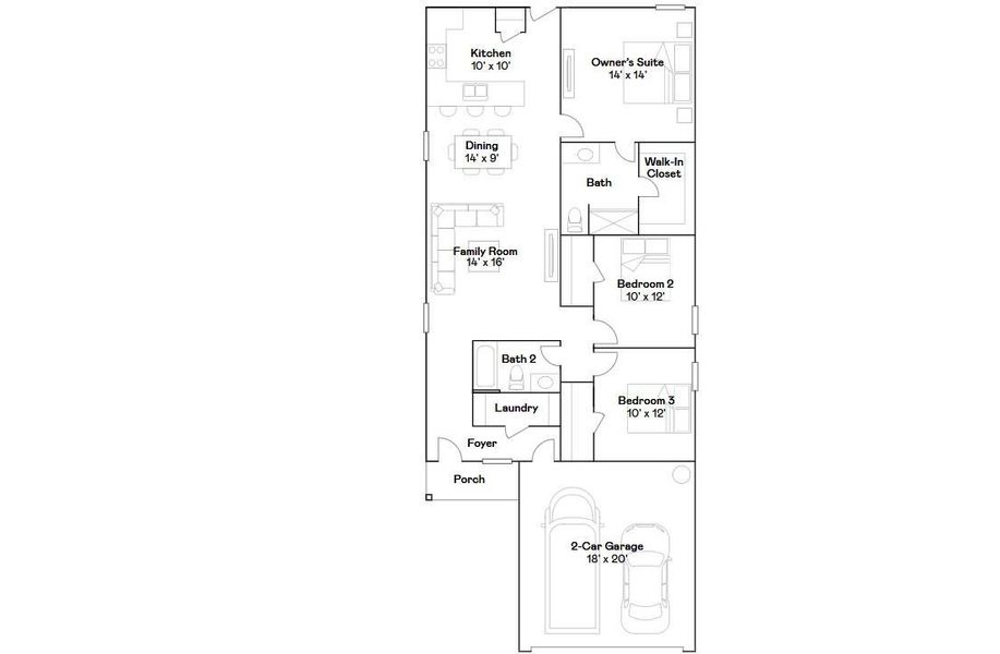2D floor plan layout of this home in Magnolia Ridge, Magnolia, TX (Image 2).