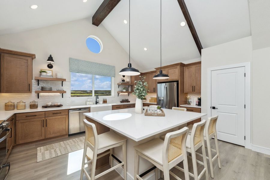 Kitchen with pendant lights