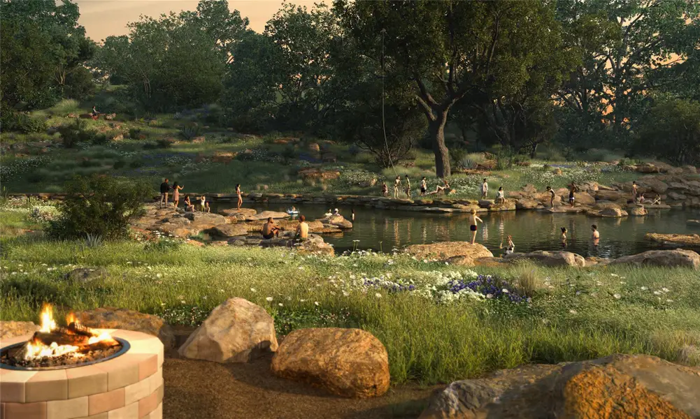 View of yard featuring an outdoor fire pit and a water view