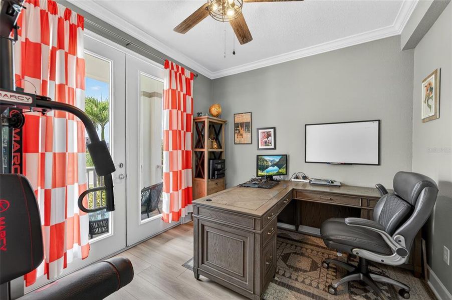 OFFICE with french doors to the front porch