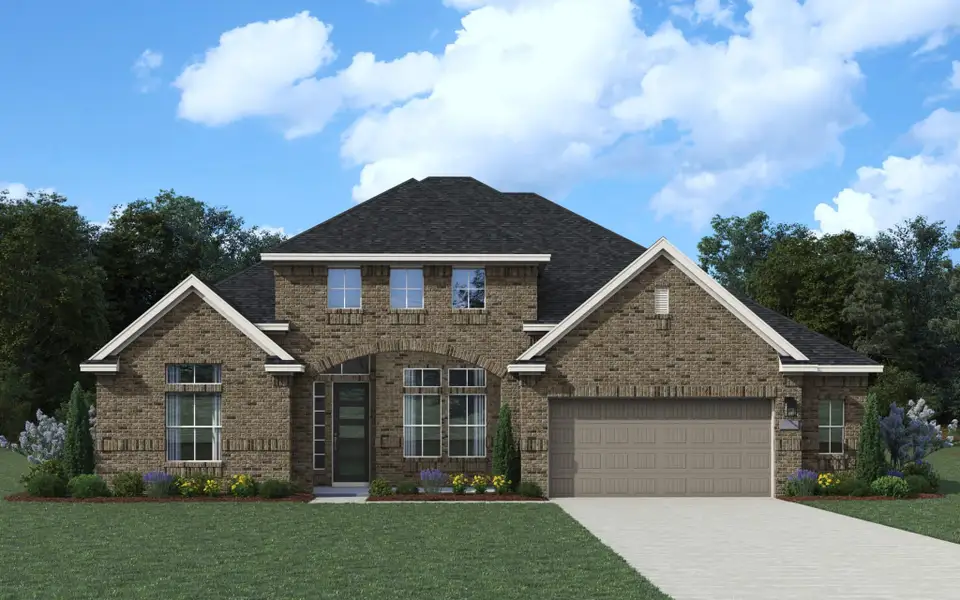 Representative exterior photo of a completed home built from the Adelaide 77′ by Chesmar Homes in Mesa Western, Cibolo, TX (Image 1).