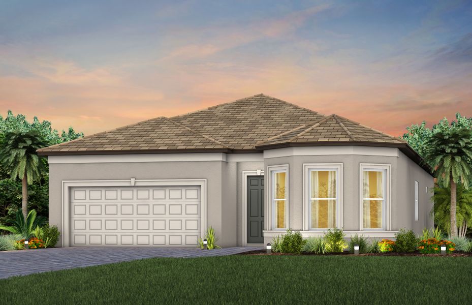 Representative exterior photo of a completed home built from the Palmary by Del Webb in Del Webb Explore North River Ranch, Parrish, FL (Image 19). Representative exterior photo of a completed home built from the Palmary by Del Webb in Del Webb Explore North River Ranch, Parrish, FL (Image 19).