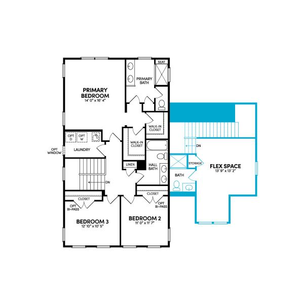 Floor 2: Upper Level w/ Opt. Flex Space