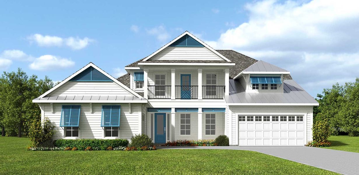 Representative exterior photo of a completed home built from the Kasie - Hidden Creek by MasterCraft Builder Group in SilverLeaf, St. Augustine, FL (Image 24).