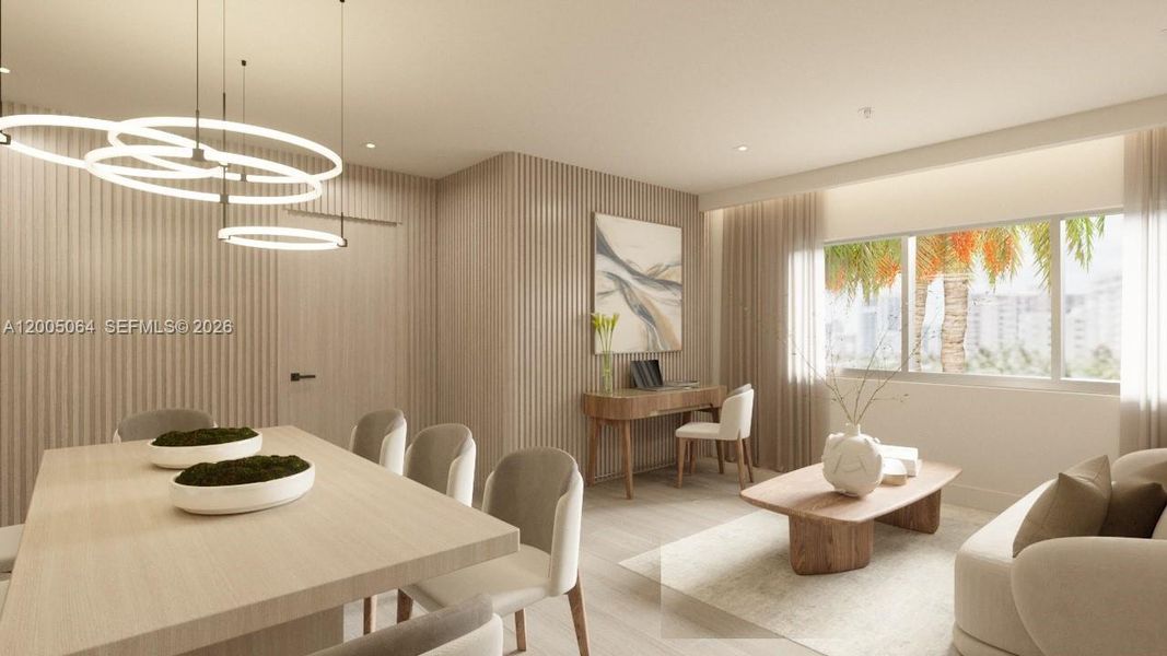 Furnished interior view inside a new home in , Miami Beach (Image 6).