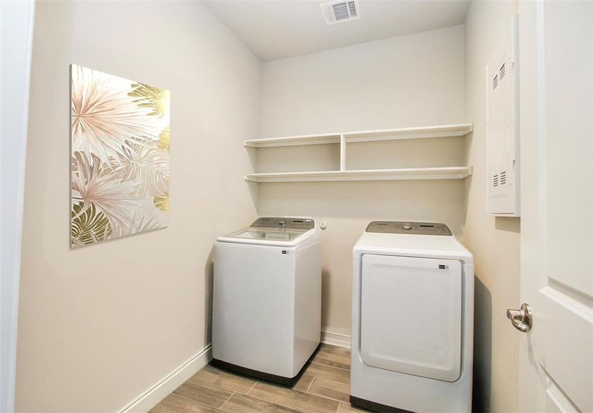 Clothes washing area with added storage space