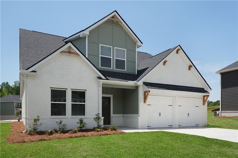 Front exterior of a new home in Conner Springs, Social Circle, GA, highlighting curb appeal (Image 22). Front exterior of a new home in Conner Springs, Social Circle, GA, highlighting curb appeal (Image 22).