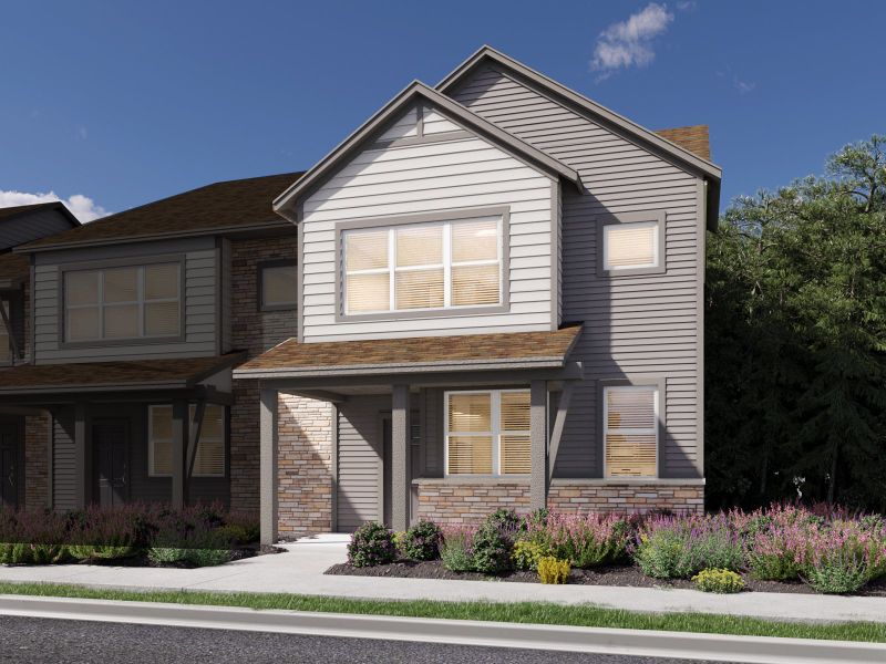 Representative exterior photo of a completed home built from the The Woodland by Meritage Homes in Poudre Heights: The Meadow Collection, Windsor, CO (Image 13).