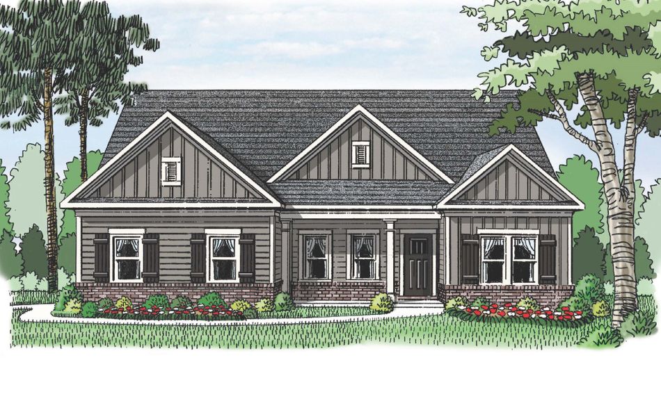 Representative exterior photo of a completed home built from the (GA)The Everett | Side Entry by Reliant Homes in Alcovy Station, Covington, GA (Image 3).