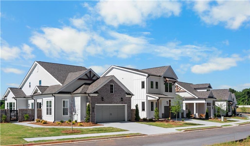 Front exterior of a new home in Aberdeen, Hoschton, GA, highlighting curb appeal (Image 27). Front exterior of a new home in Aberdeen, Hoschton, GA, highlighting curb appeal (Image 27).