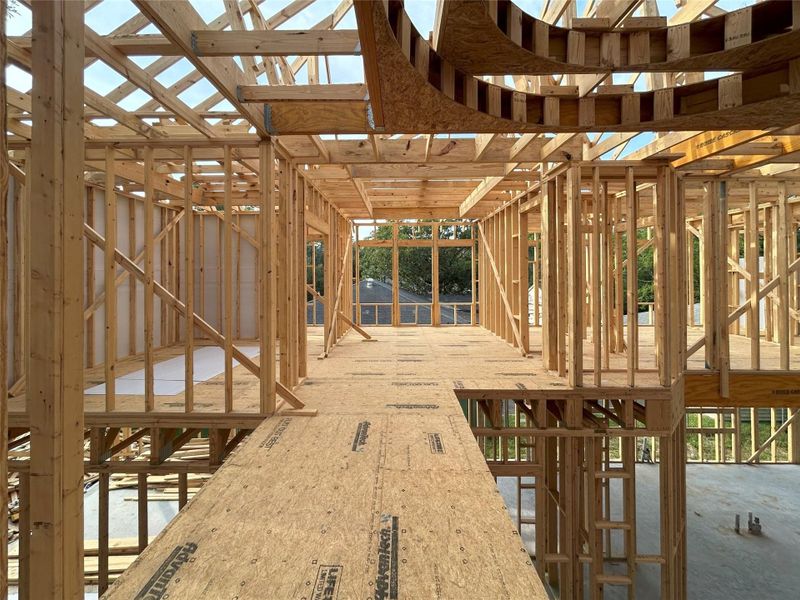 Second-Floor Game Room with Open Walkway. Construction Photo as of 9-15-2025. Second-Floor Game Room with Open Walkway. Construction Photo as of 9-15-2025.