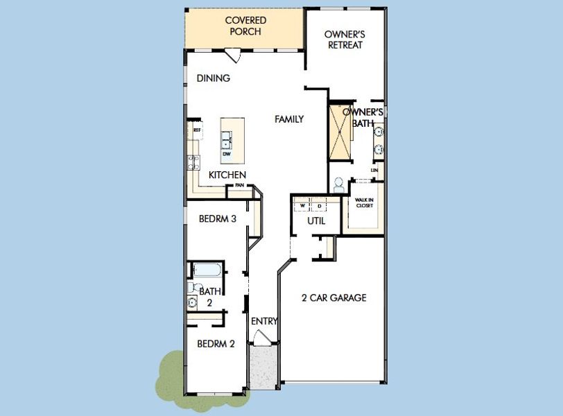 2D floor plan layout for the The Cassia by David Weekley Homes in Briggs Ranch – Select Classic Series, San Antonio, TX (Image 3).