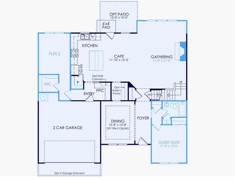 2D floor plan layout of this home in Sierra Creek, Hoschton, GA (Image 2).