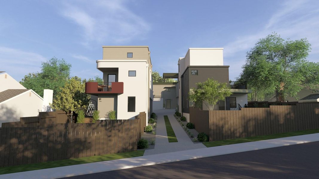 Contemporary home with stucco siding