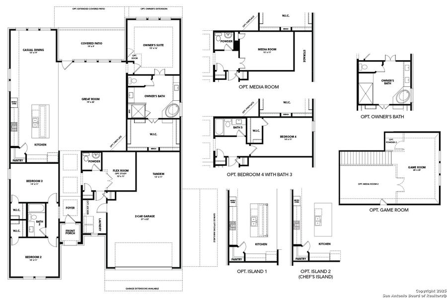 2D floor plan layout of this home in Verandas at the Rim, San Antonio, TX (Image 3).