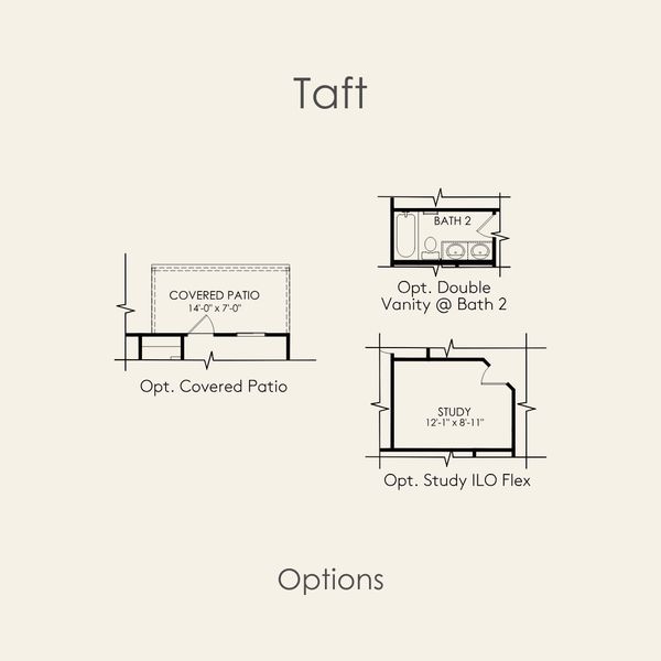 2D floor plan layout for the Taft by Pulte Homes in Crosswinds, Kyle, TX (Image 3).