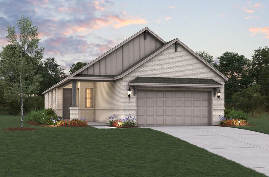 Representative exterior photo of a completed home built from the Daisy by Beazer Homes in Saratoga: Fields 40', Aubrey, TX (Image 2). Representative exterior photo of a completed home built from the Daisy by Beazer Homes in Saratoga: Fields 40', Aubrey, TX (Image 2).