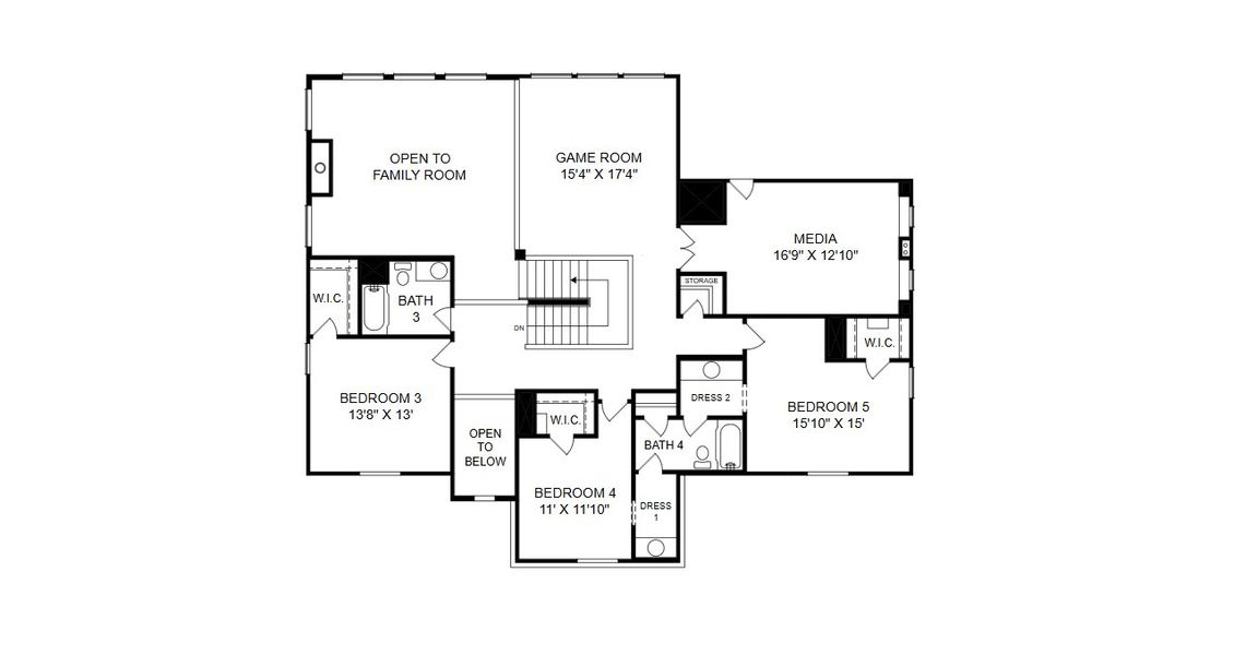 2D floor plan layout for the Boerne by Giddens Homes in Burnet Hilltop Estates, Cedar Park, TX (Image 6).
