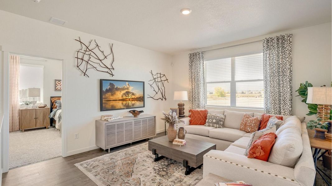 Representative furnished interior of a home built from the Chatham by D.R. Horton in Sky Ranch, Watkins (Image 5). Representative furnished interior of a home built from the Chatham by D.R. Horton in Sky Ranch, Watkins (Image 5).