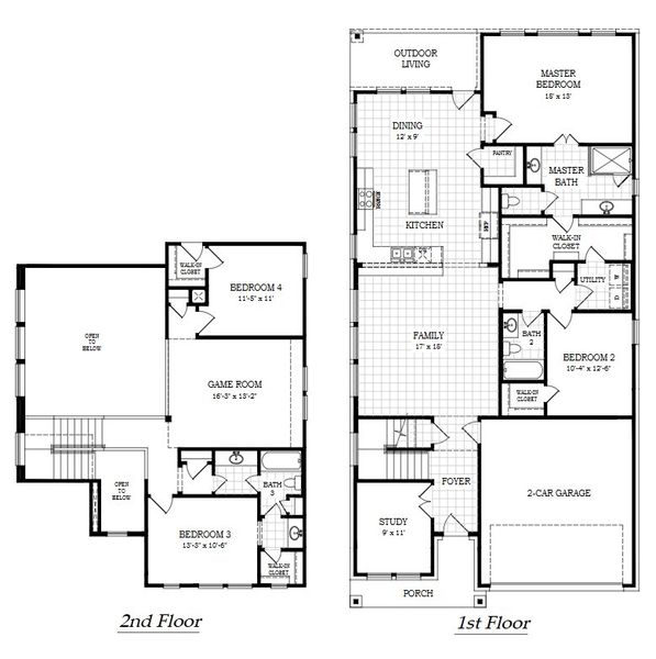2D floor plan layout for the Leilana by Chesmar Homes in Highland Village, Georgetown, TX (Image 4). 2D floor plan layout for the Leilana by Chesmar Homes in Highland Village, Georgetown, TX (Image 4).
