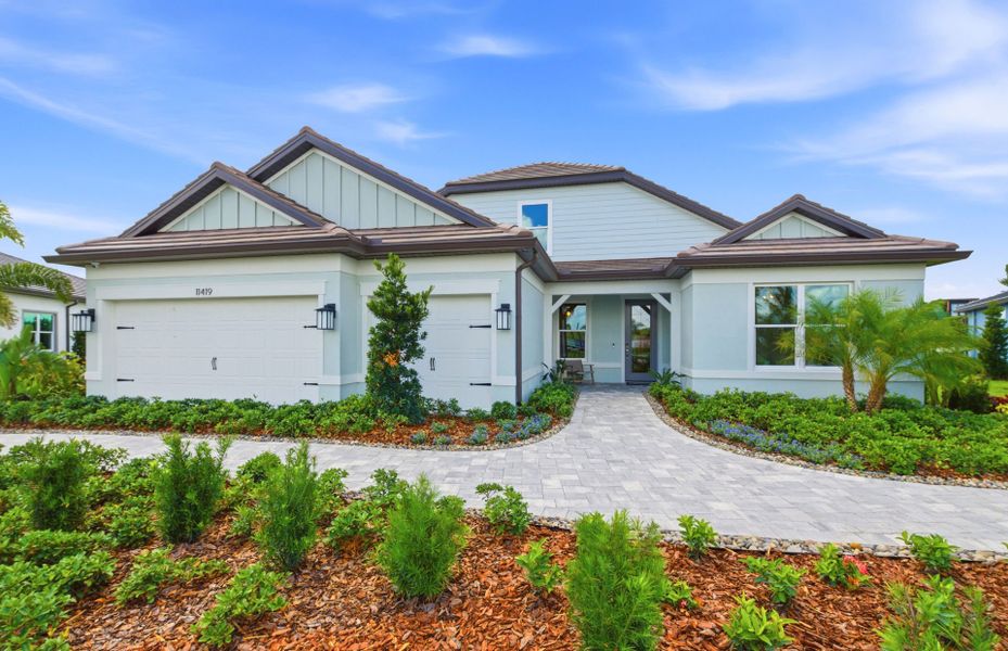 Representative exterior photo of a completed home built from the Stellar Grand by Del Webb in Del Webb Explore North River Ranch, Parrish, FL (Image 23).
