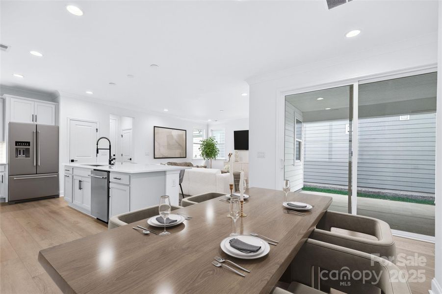 Virtually Staged Kitchen, Dining and Living Room