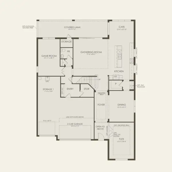 2D floor plan layout for the Roseland by Pulte Homes in Stonehill, Howey-in-the-Hills, FL (Image 6).