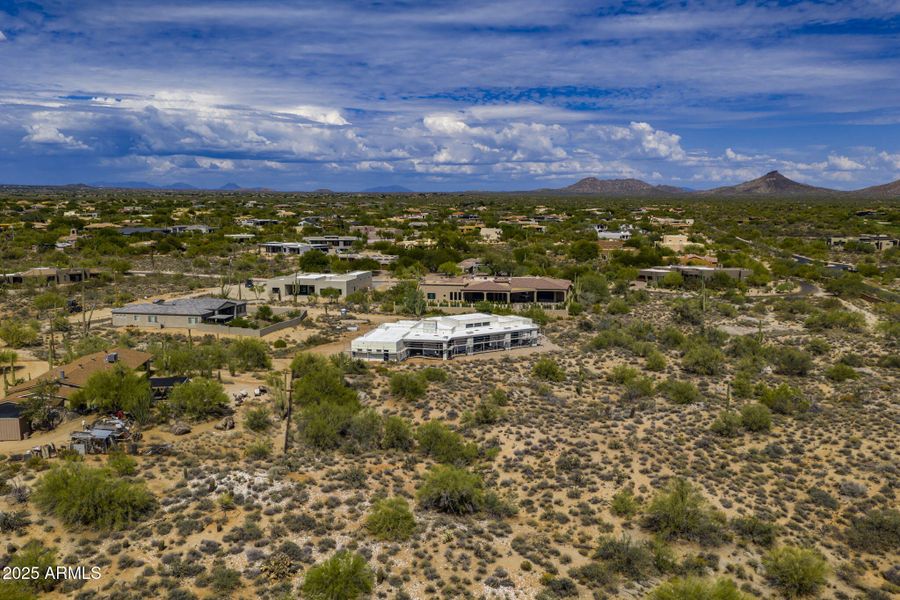 Aerial View Focus on Backyard Aerial View Focus on Backyard