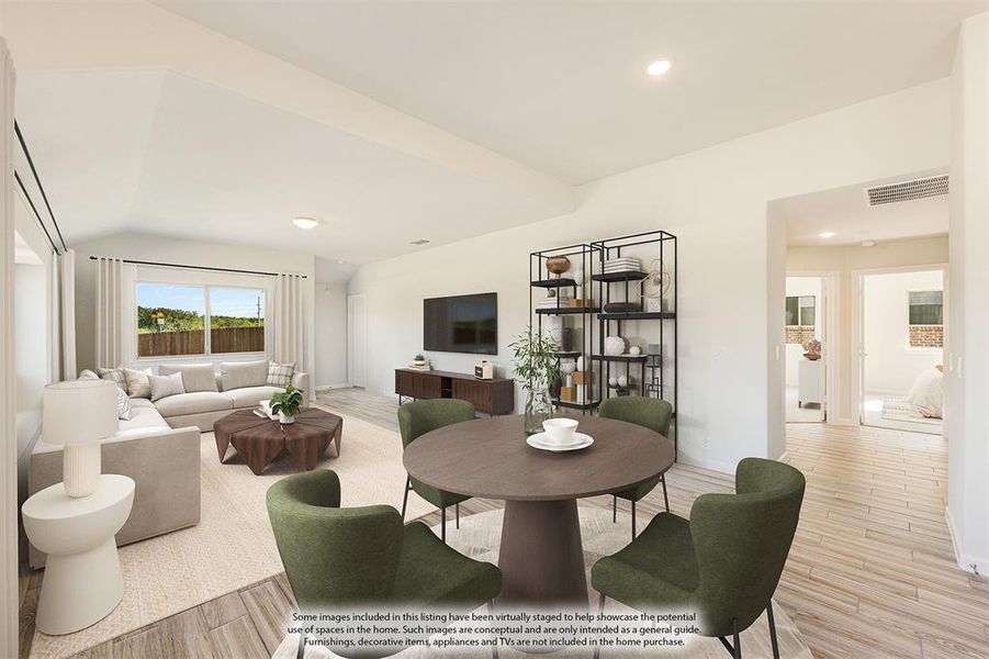 Furnished interior view inside a new home in Bear Creek Elements, Lavon (Image 7). Furnished interior view inside a new home in Bear Creek Elements, Lavon (Image 7).