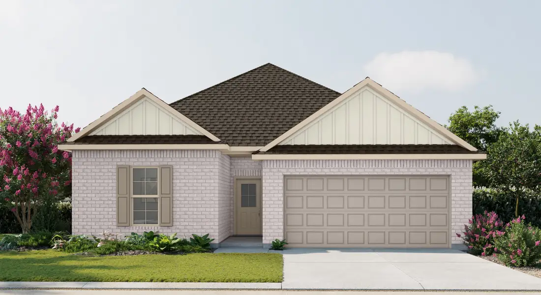 Representative exterior photo of a completed home built from the Trinity IV J by DSLD Homes in Mostyn Springs, Magnolia, TX (Image 1). Representative exterior photo of a completed home built from the Trinity IV J by DSLD Homes in Mostyn Springs, Magnolia, TX (Image 1).