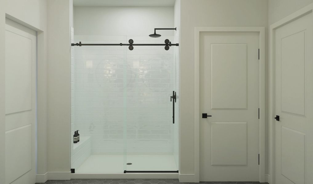 Primary bath with glass shower enclosure Primary bath with glass shower enclosure