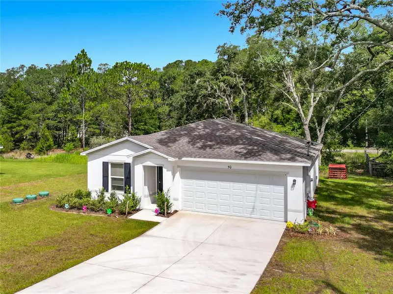 Front exterior of a new home in The Collection at Ocklawaha, Ocklawaha, FL, highlighting curb appeal (Image 2). Front exterior of a new home in The Collection at Ocklawaha, Ocklawaha, FL, highlighting curb appeal (Image 2).