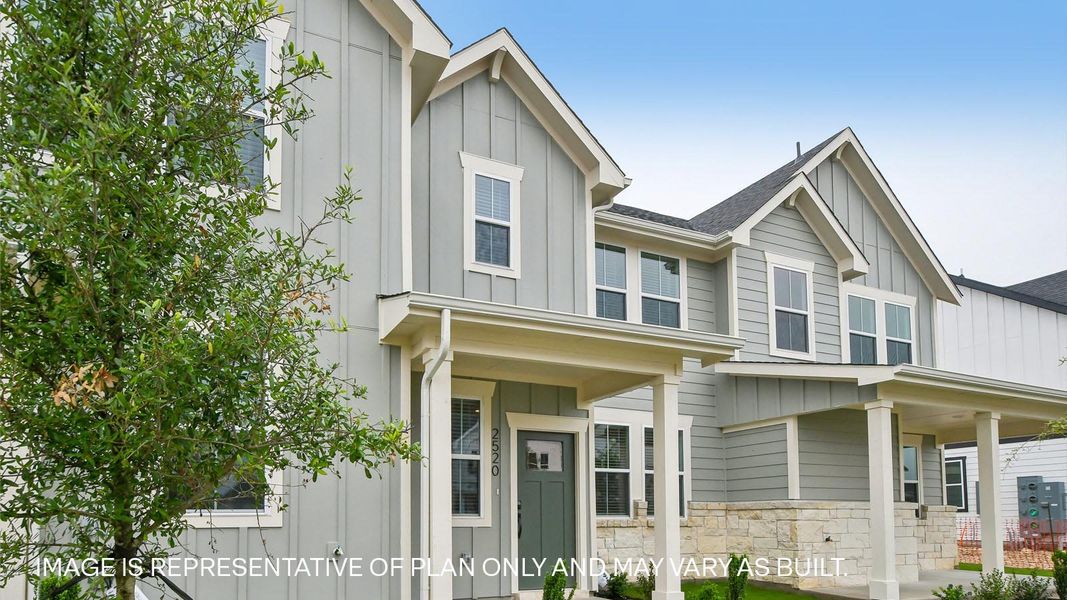 Front exterior of a new home in Avery Centre, Round Rock, TX, highlighting curb appeal (Image 18).
