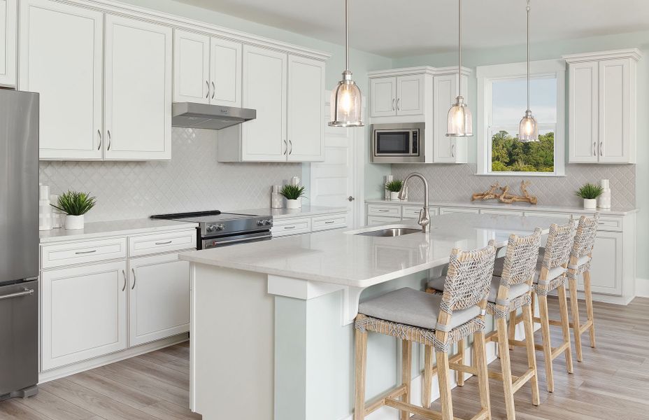 Kitchen with large island.