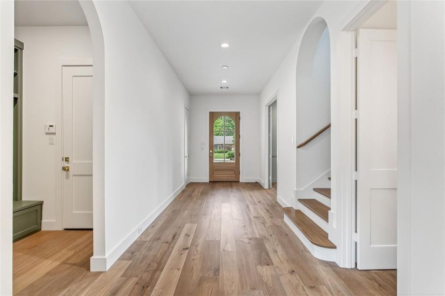 Arched front door windowpanes