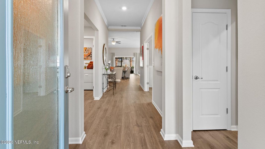 Furnished interior view inside a new home in Sawmill Branch, Palm Coast (Image 17). Furnished interior view inside a new home in Sawmill Branch, Palm Coast (Image 17).