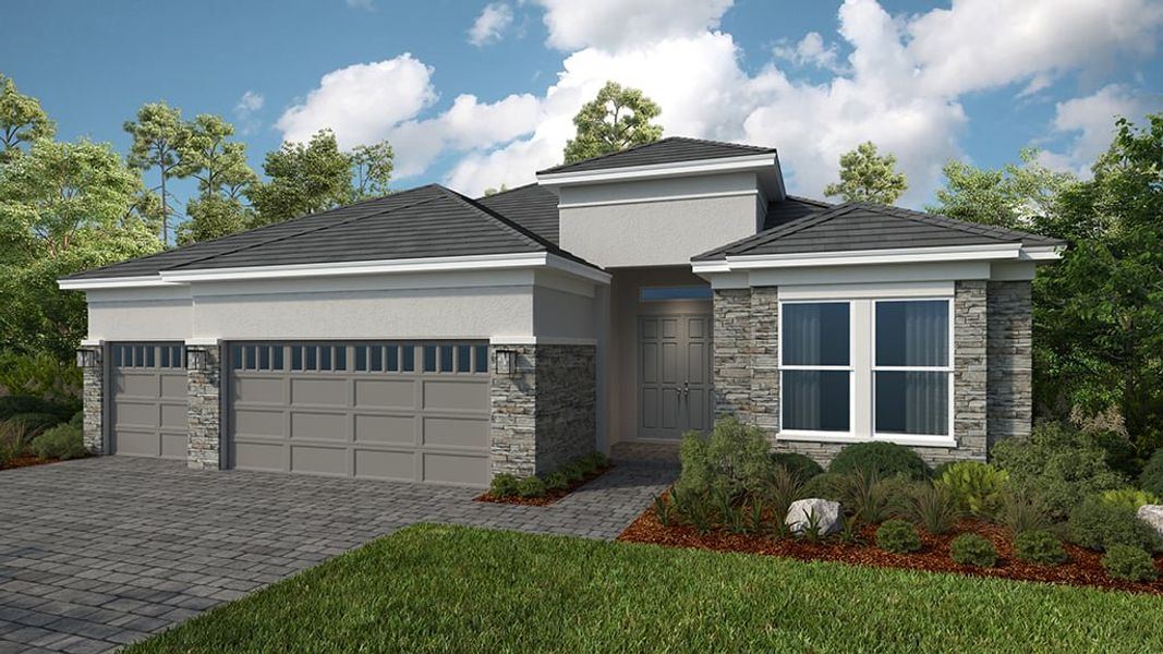 Representative exterior photo of a completed home built from the Palermo by Taylor Morrison in Astor Creek Golf and Country Club, Port St. Lucie, FL (Image 16).