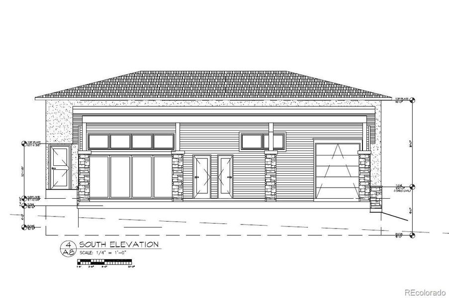 Pool house, detached garage South Elevation