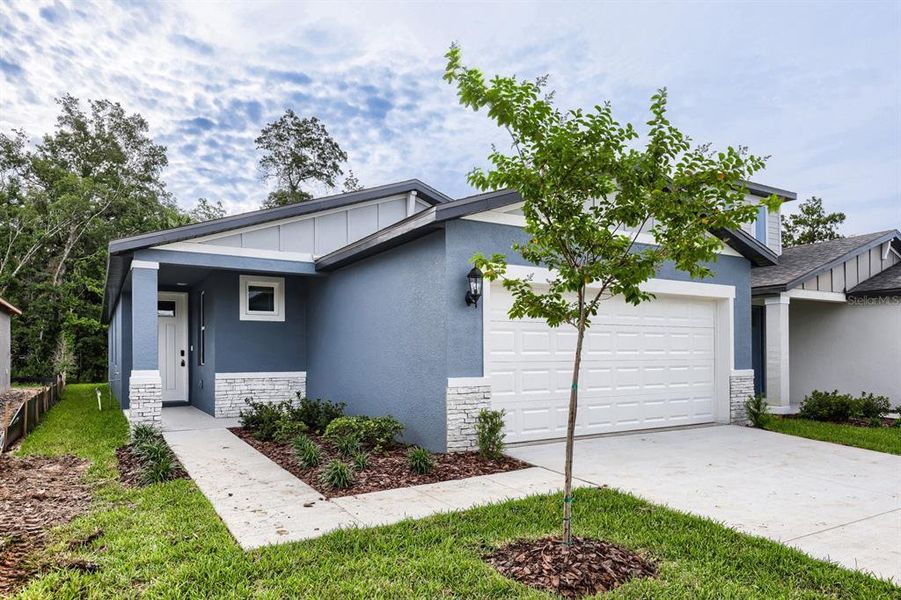 Front exterior of a new home in Leyland Preserve - Premier Series, Brooksville, FL, highlighting curb appeal (Image 2). Front exterior of a new home in Leyland Preserve - Premier Series, Brooksville, FL, highlighting curb appeal (Image 2).
