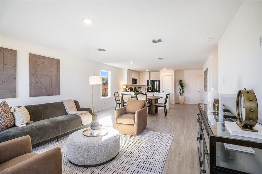 Living room featuring light wood-type flooring